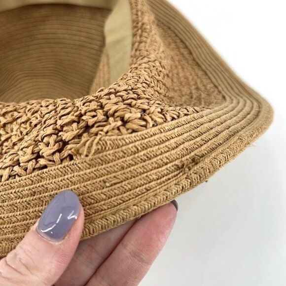 J. Crew Women's Straw Woven Textured Floppy‎ Sun Shade Hat Tan Size Medium - Picture 7 of 8